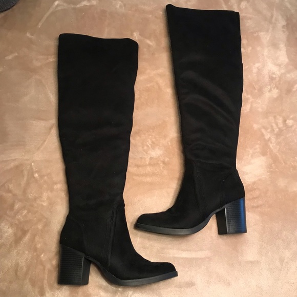 Sugar Shoes - Black Over the Knee Boots